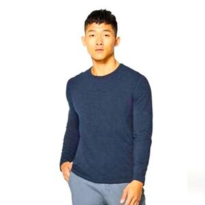 Lululemon Mens Large Shirt 5 Year Basic Long Sleeve L Blue Stretch EUC